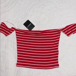 off the shoulder striped top